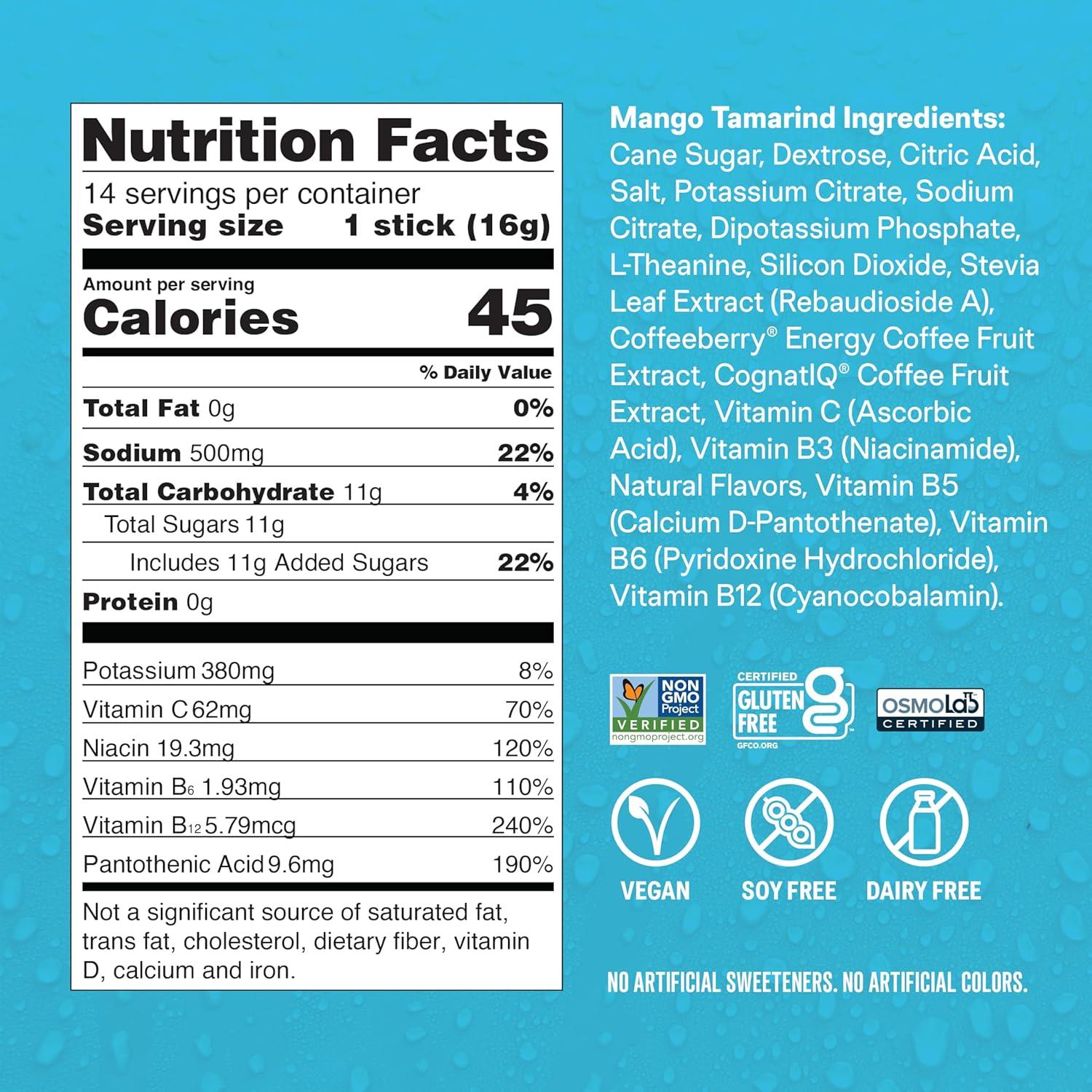 imageLiquid IV Hydration Multiplier Energy BlackBerry Peach Electrolyte Powder Drink 1 Pack 14 ServingsMango Tamarind