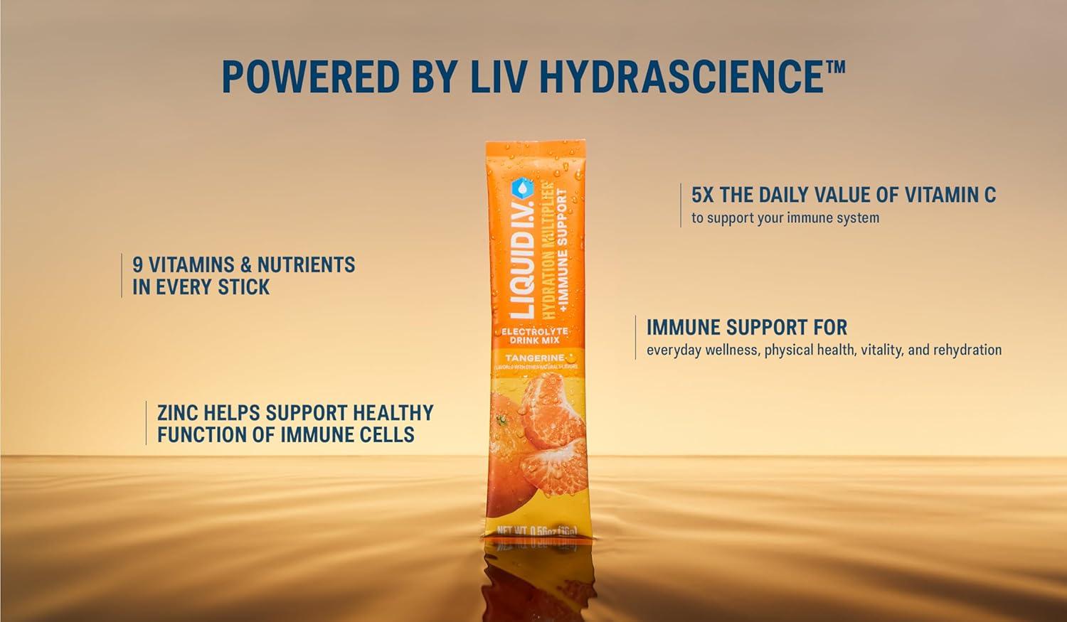 imageLiquid IV Hydration Multiplier Immune Support Mango Passionfruit Electrolyte Powder Drink Mix 3 Pack 42 Servings