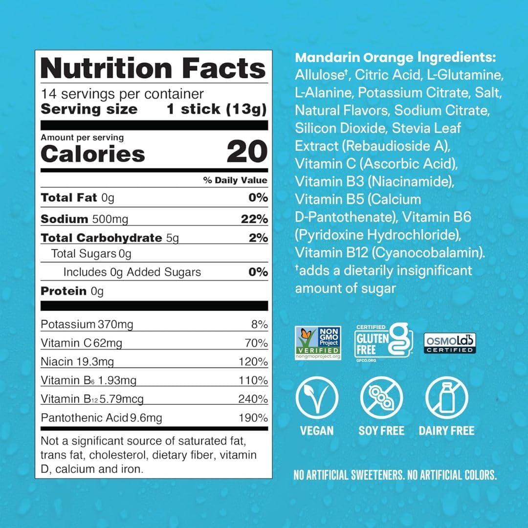 imageLiquid IV Hydration Multiplier SugarFree Raspberry Lemonade Electrolyte Powder Drink Mix 1 Pack 14 ServingsMandarin Orange