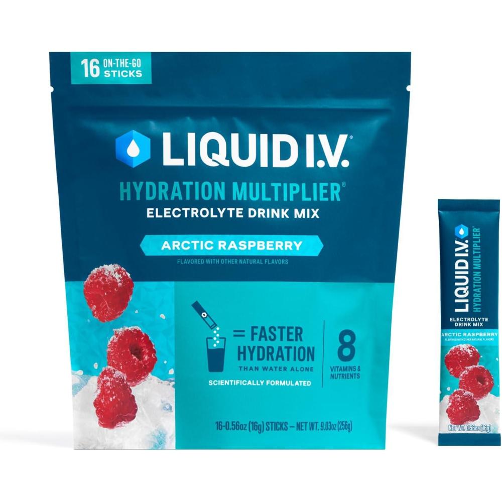 imageLiquid IV Hydration Multiplier Lemon Lime Electrolyte Powder Drink Mix 1 Pack 16 ServingsArctic Raspberry
