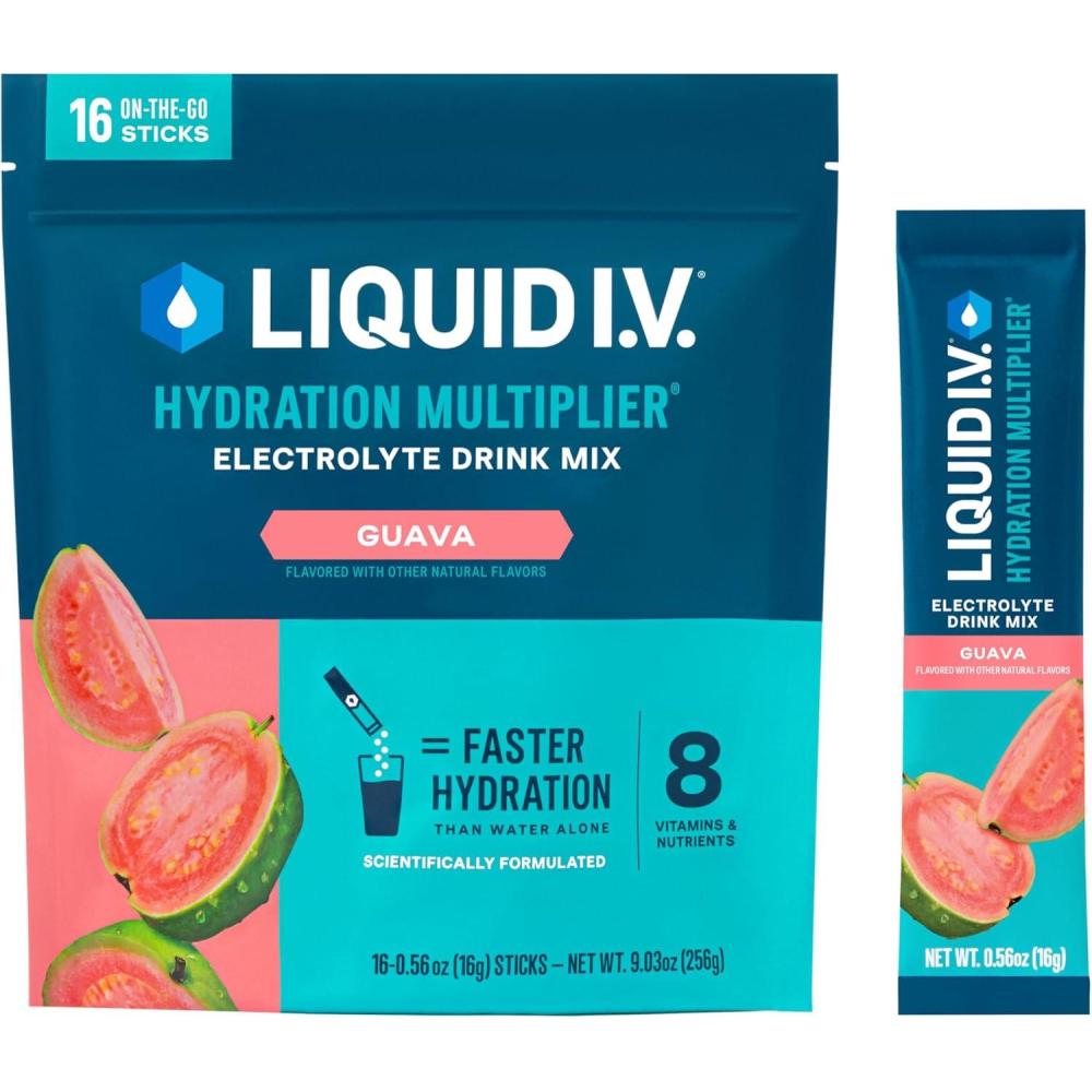 imageLiquid IV Hydration Multiplier Lemon Lime Electrolyte Powder Drink Mix 1 Pack 16 ServingsGuava