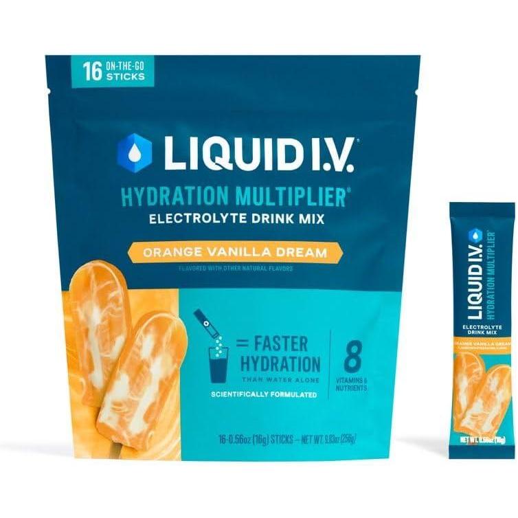 imageLiquid IV Hydration Multiplier Lemon Lime Electrolyte Powder Drink Mix 1 Pack 16 ServingsOrange Vanilla Dream