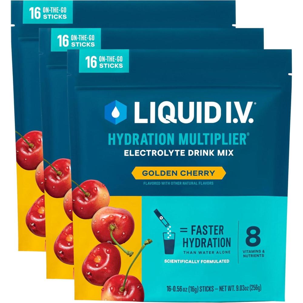 imageLiquid IV Hydration Multiplier Orange Vanilla Dream Electrolyte Powder Drink Mix 3 Pack 48 ServingsGolden Cherry