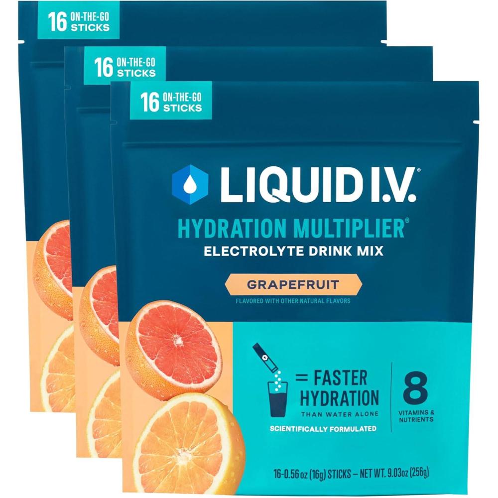 imageLiquid IV Hydration Multiplier Orange Vanilla Dream Electrolyte Powder Drink Mix 3 Pack 48 ServingsGrapefruit