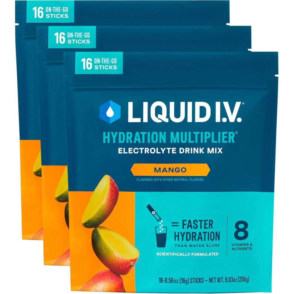 imageLiquid IV Hydration Multiplier Orange Vanilla Dream Electrolyte Powder Drink Mix 3 Pack 48 ServingsMango