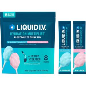 Liquid I.V.® Hydration Multiplier – Lemon Lime | Electrolyte Powder Drink Mix | 1 Pack (16 Servings)(Cotton Candy)
