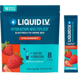 Liquid I.V.® Hydration Multiplier – Lemon Lime | Electrolyte Powder Drink Mix | 1 Pack (16 Servings)(Strawberry)