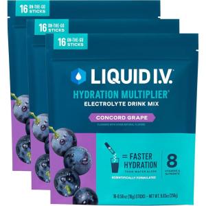 Liquid I.V.® Hydration Multiplier – Orange Vanilla Dream | Electrolyte Powder Drink Mix | 3 Pack (48 Servings)(Concord Grape)