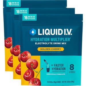 Liquid I.V.® Hydration Multiplier – Orange Vanilla Dream | Electrolyte Powder Drink Mix | 3 Pack (48 Servings)(Golden Cherry)