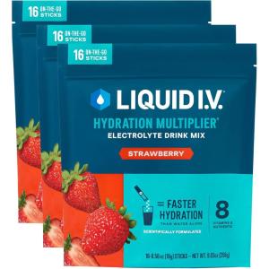 Liquid I.V.® Hydration Multiplier – Orange Vanilla Dream | Electrolyte Powder Drink Mix | 3 Pack (48 Servings)(Strawberry)