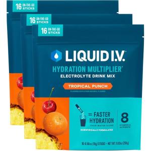 Liquid I.V.® Hydration Multiplier – Orange Vanilla Dream | Electrolyte Powder Drink Mix | 3 Pack (48 Servings)(Tropical Punch)