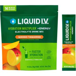 Liquid I.V.® Hydration Multiplier +Energy – BlackBerry – Peach | Electrolyte Powder Drink | 1 Pack (14 Servings)(Mango Tamarind)