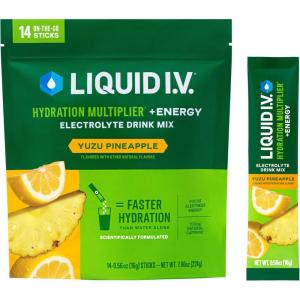 Liquid I.V.® Hydration Multiplier +Energy – BlackBerry – Peach | Electrolyte Powder Drink | 1 Pack (14 Servings)(Yuzu Pineapple)
