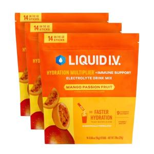 Liquid I.V.® Hydration Multiplier +Immune Support – Mango Passionfruit | Electrolyte Powder Drink Mix | 3 Pack (42 Servings)