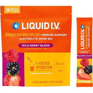 Liquid I.V.® Hydration Multiplier +Immune Support – Wild Berry Blend | Electrolyte Powder Drink Mix | 1 Pack (14 Servings)(Wild Berry Blend)