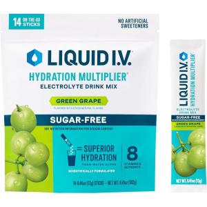Liquid I.V.® Hydration Multiplier Sugar-Free – Raspberry Lemonade | Electrolyte Powder Drink Mix | 1 Pack (14 Servings)(Green Grape)