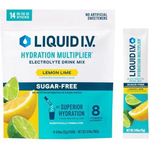 Liquid I.V.® Hydration Multiplier Sugar-Free – Raspberry Lemonade | Electrolyte Powder Drink Mix | 1 Pack (14 Servings)(Lemon Lime)
