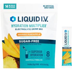 Liquid I.V.® Hydration Multiplier Sugar-Free – Raspberry Lemonade | Electrolyte Powder Drink Mix | 1 Pack (14 Servings)(Mango Pineapple)