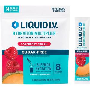 Liquid I.V.® Hydration Multiplier Sugar-Free – Raspberry Lemonade | Electrolyte Powder Drink Mix | 1 Pack (14 Servings)(Raspberry Melon)
