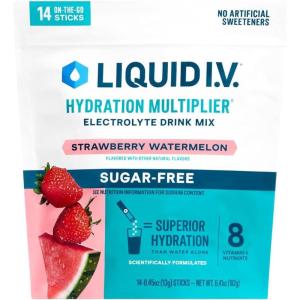 Liquid I.V.® Hydration Multiplier Sugar-Free – Raspberry Lemonade | Electrolyte Powder Drink Mix | 1 Pack (14 Servings)(Strawberry Watermelon)