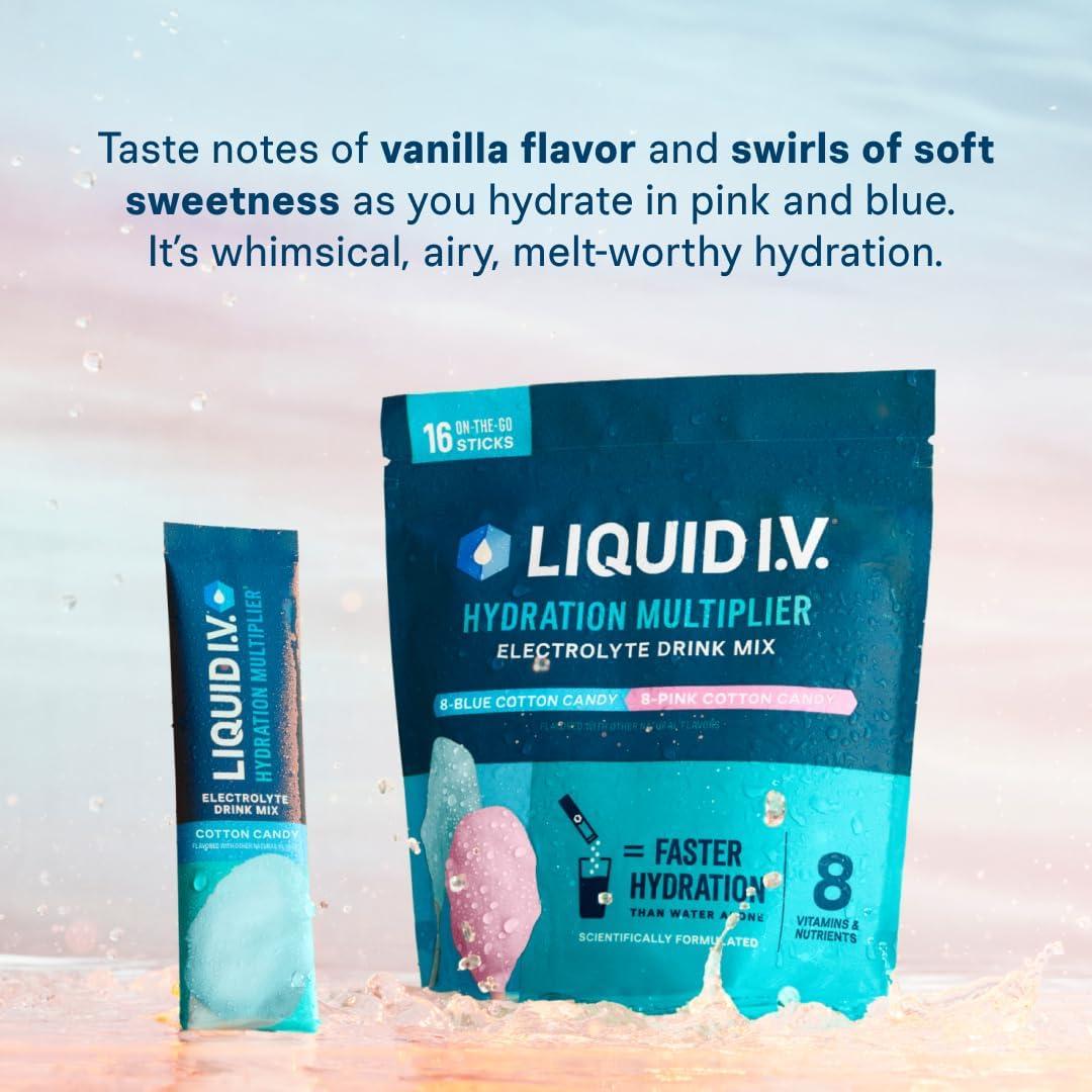 imageLiquid IV Hydration Multiplier Grapefruit Electrolyte Powder Drink Mix 1 Pack 16 ServingsCotton Candy