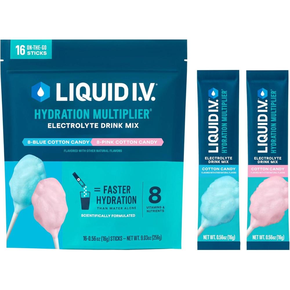 imageLiquid IV Hydration Multiplier Grapefruit Electrolyte Powder Drink Mix 1 Pack 16 ServingsCotton Candy