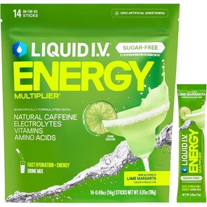 Liquid I.V.® Hydration Multiplier Sugar-Free + Energy – Lime Margarita Mocktail | Electrolyte Powder Drink Mix | 1 Pack (14 Servings)(Lime Margarita Mocktail)